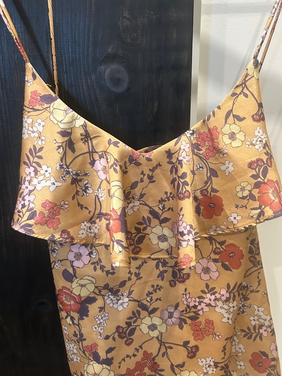Anthropologie Yellow Floral Ruffle Cami Tank - Picture 2 of 4